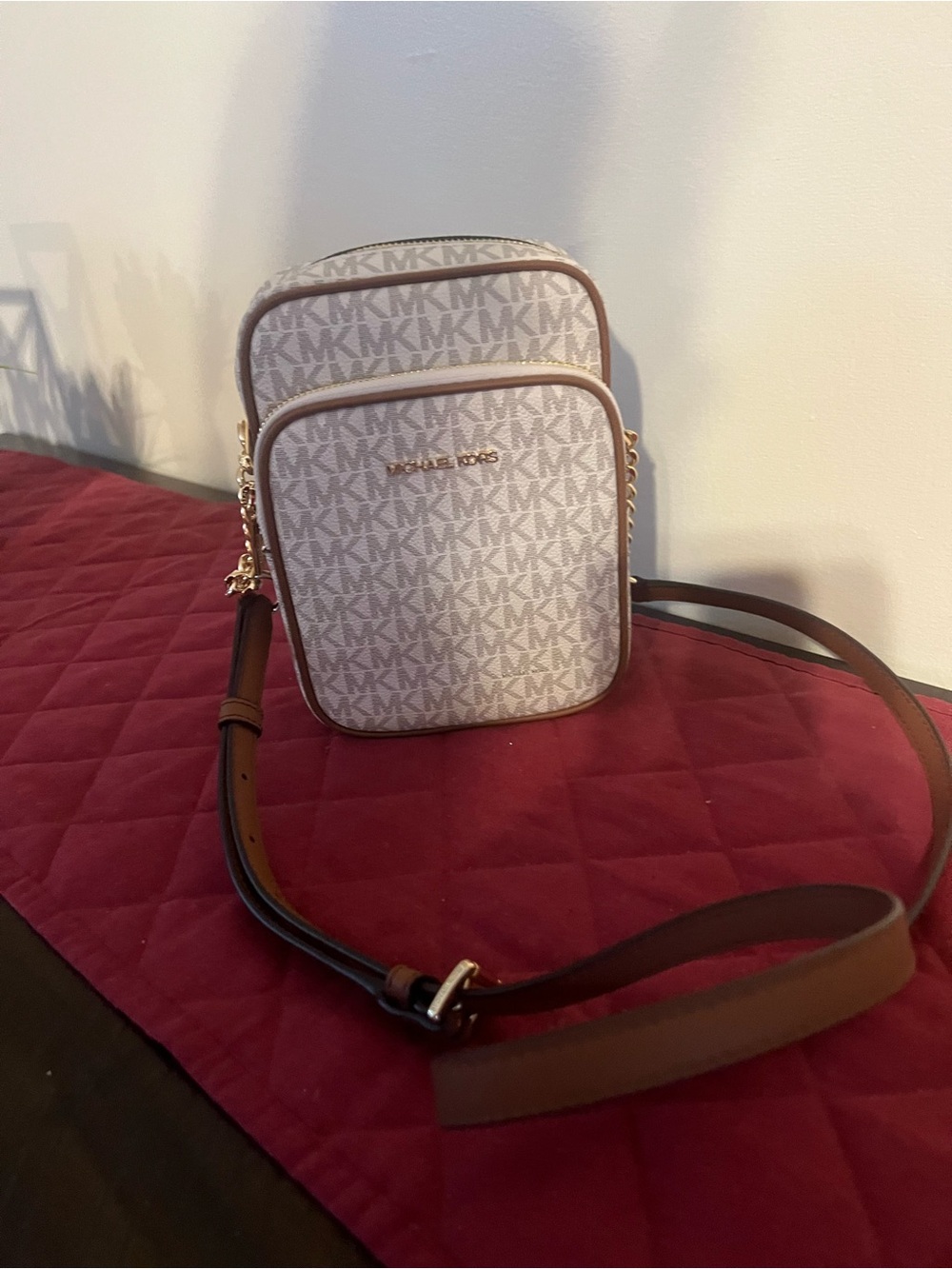 Michael Kors Beige and Brown Signature Crossbody